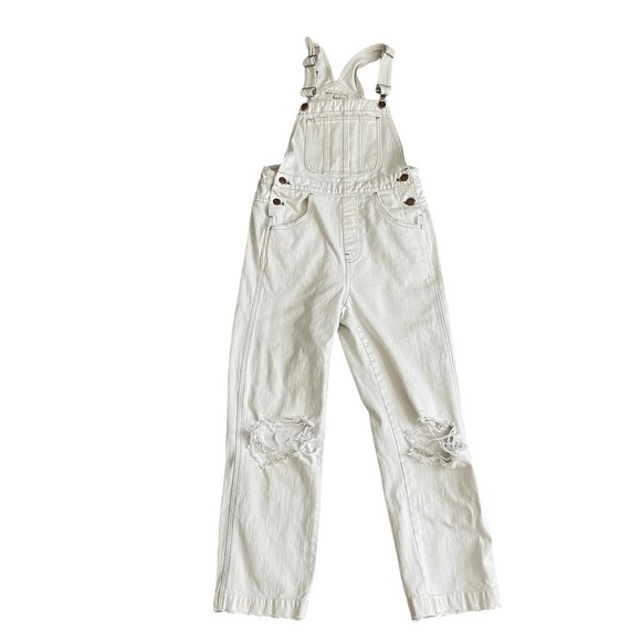 Madewell x Where‎ I Was From White Overalls Distressed Bib Size XS - Picture 4 of 9